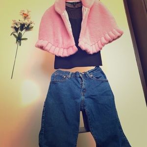 Super Cute Soft Pink Faux Fur top ( Versatile,l
